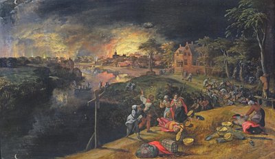 Scene of a War with a Fire, 1569 by Gillis Mostaert
